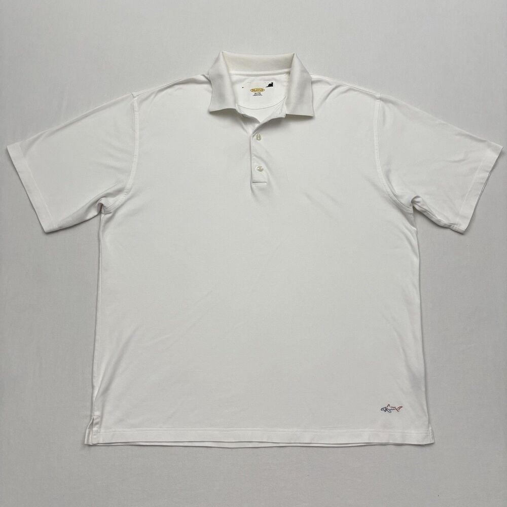 Greg Norman Polo Shirt Mens XL White Short Sleeve Play Dry Golf Performance